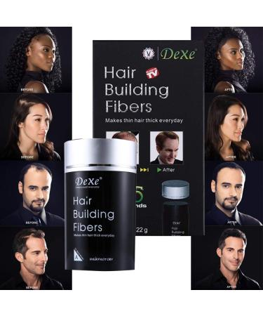 Dexe Hair Building Fibers - Natural Hair Thickener for Men & Women, Instantly Conceals Hair Loss - Deep Brown 22g/0.78oz - Buy Online on SooperMarket.com