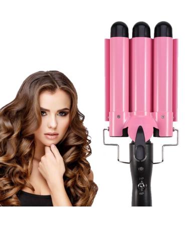 MODVICA 3 Barrel Curling Iron Wand 26mm Hair Waver Temperature Adjustable Ceramic Hair Curling Iron (Pink) 25mm