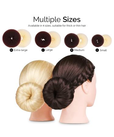 8pcs Hair Donut Bun Maker Set - FANDAMEI Dark Brown & Beige Bun Makers with Hair Elastic Bands and Pins - Buy Online on SooperMarket.com