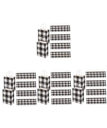Amosfun 80 Pcs Check Tote Bag Christmas Paper Bags Party Bags Christmas Plaid Candy Bags Holiday Party Candy Bag Christmas Goodie Pouch Return Gift Bags Kraft Paper Bag Lattice Shopping