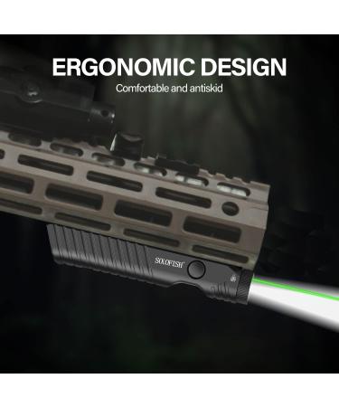 Solofish 1450 Lumens MLOK Mount Tactical Flashlight with Green Laser Sight | Magnetic Rechargeable Laser Light Combo for M-Lok Rail - Buy Online on SooperMarket.com