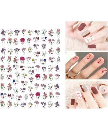 8 Sheets Abstract Face 3D Nail Art Stickers - Self-Adhesive Decals for DIY Manicure - Designer French Nail Stickers for Women and Girls - Buy Online on SooperMarket.com