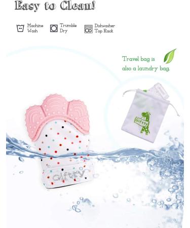 Baby Teething Mittens - Self-Soothing Pain Relief Toy for 3-12 Months Baby - Prevent Scratches Protection Glove - Pink (1 Pair) - Buy Online on SooperMarket.com