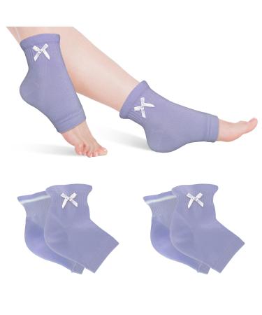 Migliore Wear 2 Pairs Moisturising Socks Cotton Gel Heel Socks for Cracked Heel Toe Open Foot Socks with Natural Jojoba & Olive & Vitamin for Dry Feet Both Women Men 2 Pairs Taro Purple