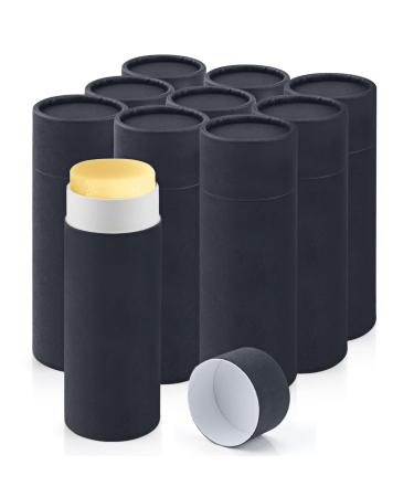 DMuuuDM 10 Pcs 2.5oz Paperboard Deodorant Containers Empty Kraft Paper Push-Up Style Top-Fill Cardboard Compostable Round Solid Perfume Body Lotion Sticks Tube Homemade Natural Deodorant DIY Lotion Bars Holder Black