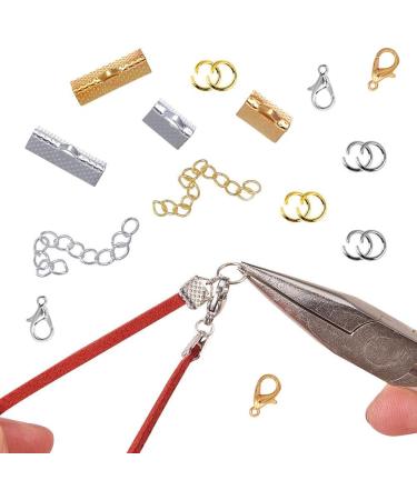 EuTengHao 440Pcs Ribbon Bracelet Kit - Jewelry Findings Supplies with Ribbon Ends, Lobster Clasps, Jump Rings - Gold and Silver - Buy Online on SooperMarket.com