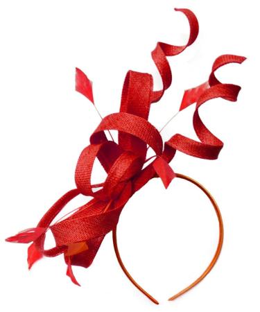 Swirl Loop Sinamay Headband Fascinator For Women Wedding Ascot Races Red