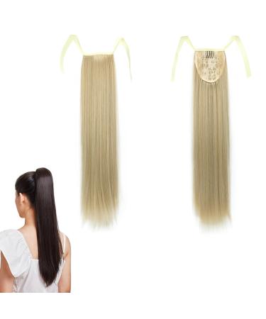 prinfantasy Blonde Wig Long Straight Ponytail Extensions Body Straight Wrap Around Hair Ponytails Curly Clip in Synthetic Hairpieces for Women Girls GBMW038 GBMW038 22 inch