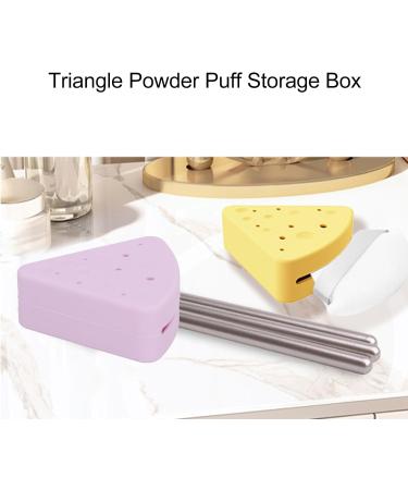 TYTOGE Portable Triangle Powder Puff Storage Box Double Sided Vent Breathable Silicone Makeup Sponge Holder for Home and Travel (Light Purple) - Buy Online on SooperMarket.com
