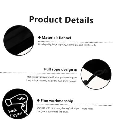 Healeved 8 Pcs Hair Dryer Storage Bag Jewelry Hair Dryer Bag Purse Organizer Pouches Tool Black Flannel - Buy Online on SooperMarket.com