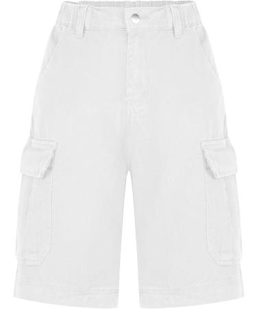 Women's Camo Cargo Shorts | Button Fly with Pockets | Solid Color Knee-Length Summer Shorts - Buy Online on SooperMarket.com