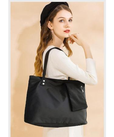WITERY Women's Black Oxford Nylon Tote Bag - Waterproof Large Shoulder Handbag - Buy Online on SooperMarket.com