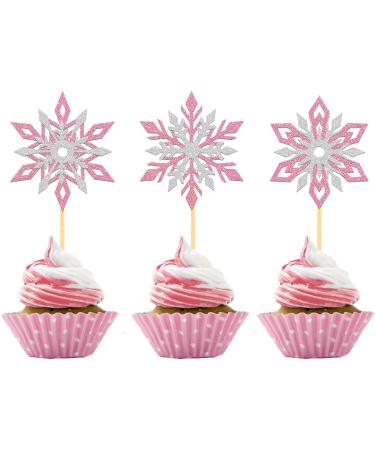 Pack of 24 Glitter Snowflakes Cupcake Toppers (Mix Pink) - Buy Online on SooperMarket.com