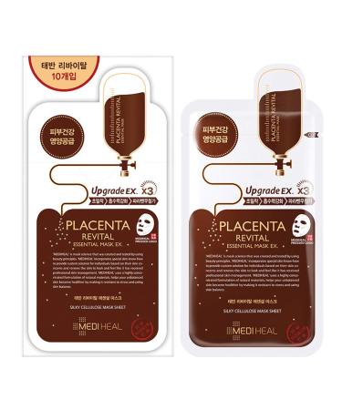 Mediheal Placenta Revital Essential Mask EX - 10 Sheets (24ml Each) | Hydrating & Revitalizing Skincare - Buy Online on SooperMarket.com