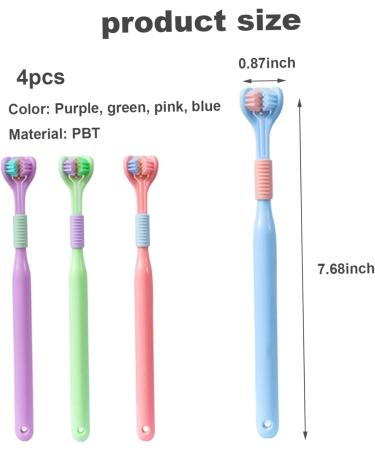 Buy 4PC Manual Toothbrush Set - 3 Page Bristle Path for Complete Dental Care - International Shipping - Buy Online on SooperMarket.com