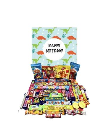 Happy Birthday Dinosaur Sweets Pick N Mix The Ultimate Retro Sweet Selection 70s 80s Box Sweet Hamper -Present gift for Birthday children s kids Dino