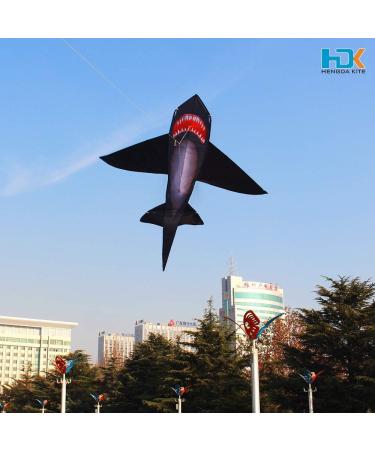 HENGDA Shark Kite - Easy to Assemble and Fly | for Kids and Adults | Beach, Park, Yard | 49x53in Black - Buy Online on SooperMarket.com