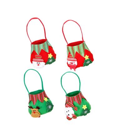 CHILDWEET 4pcs Christmas Candy Bag Xmas Candy Xmas Presents Pouches Xmas Bag Holder Brushed Cloth Snack
