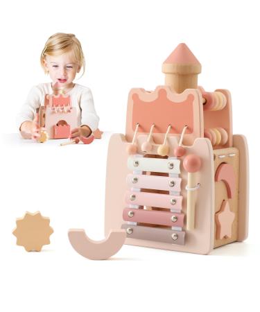 Celebrity babe montessori toys baby wooden toys 5 in 1 pink lock learning toys motor cubes sensorism motoric toys activity dice motor skills gift baby girl activity cubes 3+