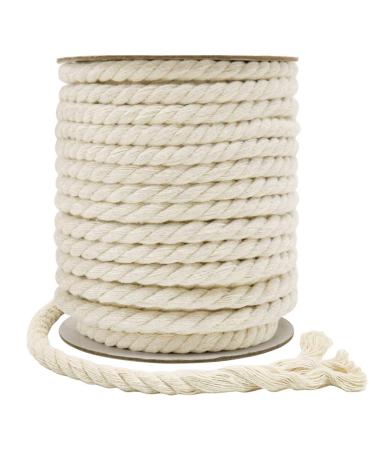 Tenn Well 8mm Macrame Cord  59 Feet 3Ply Twisted Craft Cotton Rope Thick Nautical Rope for Crafts  Wall Hangings  Plant Hangers  Knotting  Rope Basket Making (Beige)