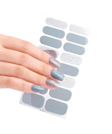 20 Pcs Semi Cured Gel Nail Strips With Soft Glossy Gel Finish Long Lasting Nail Wraps Glitter Gel Nail Stickers Convenient And Easy To Use Nail Sticker Ze0532