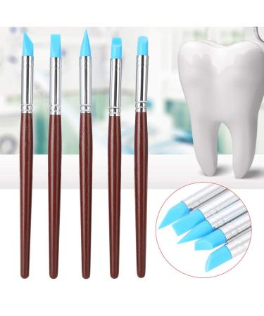 5pcs Dental Silicone Pen Set - Wooden Handle Blue Head Modeling Tools for Tooth & Manicure - International Shipping Available - Buy Online on SooperMarket.com