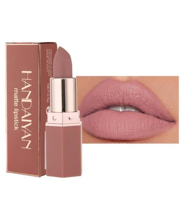 Matte Lipstick Long Lasting Non Stick Cup Velvet Lipstick Lip Gloss Waterproof Lipstick Professional Lipstick Cosmetics Make Up Gifts Full-Coverage Lip Color Lipsticks for Women (Nude 3)