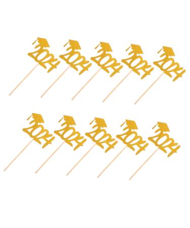 ERINGOGO 10pcs Graduation Cap Appetizer Pick Graduation Party Cupcake Toppers 2024 Appetizer Picks Graduation Party Decorations 2024 Graduation Cupcake Picks Wood The Banner Paper Cup