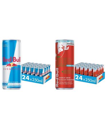 Red Bull Energy Drink Sugar Free 250 millilitre (Pack of 24) & Energy Drink Watermelon Sugarfree 250ml (24pk)
