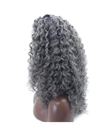 BGHJUE Women's Dark Grey Long Wave Synthetic Wig | Curly Lace Front Hairpieces for International Shipping - Buy Online on SooperMarket.com