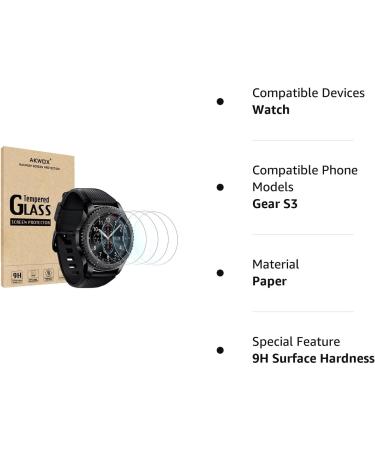 4-Pack Gear S3 Tempered Glass Screen Protector - Akwox Clear Protective Film for Samsung Gear S3 Frontier/Classic 1.3 Inch Smart Watch - Buy Online on SooperMarket.com