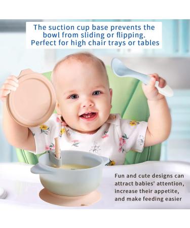Kyraton Baby Bowls | Suction Bowls with Straw and Spoon | Unbreakable & Reusable | Light Blue | Slip Resistant & Durable - Buy Online on SooperMarket.com