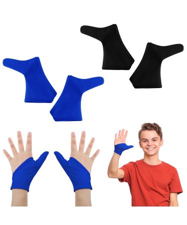 Jiuguva Thumb Suction Gloves Compression Gloves for Kids for Children Ages 8-12 Black Blue 4 Pack