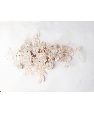 RUINUO 3D Lace Beads Flower Applique Patch - Handmade Floral Embroidered Sew On Patch for Wedding Dress - Colorful Rose Design - 1pcs - Buy Online on SooperMarket.com