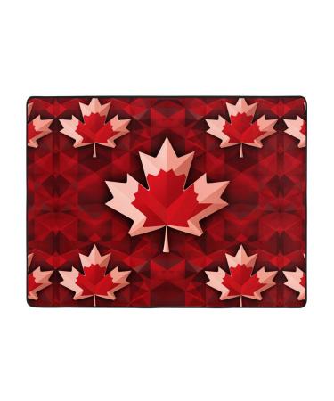 Canada Red Maple Leaf Flannel Non-Slip Floor Mat - Comfortable Lint-Free Relieving Foot Pressure Suitable for Many Occasions Size: 63x48 Inches