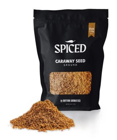 SPICED Ground Caraway Seed, 6oz of Authentic Caraway Seeds in Resealable Bag, Great for Cooking, Seasoning, Baking, Rye Bread, Curry, Stew, and Even Liquors