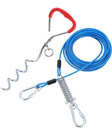 TOPWAY Dog Tie Out Cable and Stake 10m/33ft Dog Leash with Shock Absorbing Spring 42cm Spiral Ground Spike Stake Dog Chain for Yard Outdoor Camping Blue + Red - Buy Online on SooperMarket.com
