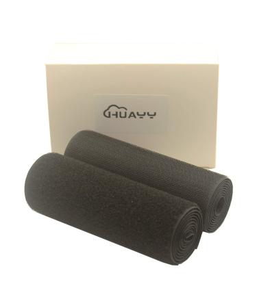 HUAYY 6 Inches Width 1 Yards Length Sew on Hook and Loop Style Non-Adhesive Nylon Strips Fabric Black (6in x 1yd)