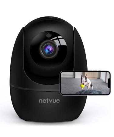 NETVUE Indoor Camera, 1080P FHD 2.4GHz WiFi Pet Camera, Home Camera for Pet/Baby, Dog Camera 2-Way Audio, Indoor Security Camera Night Vision, AI Human Detection, Cloud Storage/TF Card, Black 1 Count (Pack of 1) Black