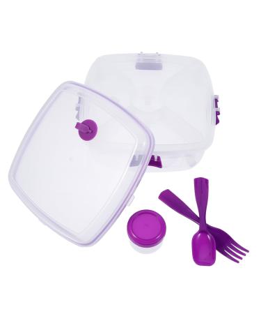 OFFSCH Double Layer Salad Box Japanese Bento Clear Container Crisper Container Square Food Box re-usable As Shown 19.4X19.4CM