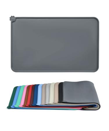 AUDWUD Silicone Waterproof Dog Cat Pet Feeding Mats,Anti-Slip Pet Bowl Mats,Pet Feeding Mat 18.5" x 11.5" Grey