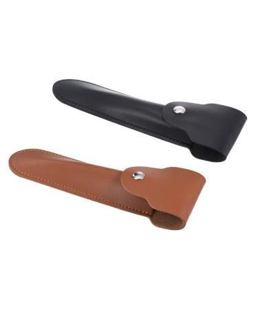 Patikil leather razor protective cover 2 Pack double edge razor razor protection vagina shaver protective cover for trips black brown