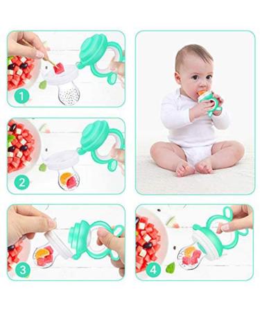 Silicone Baby Fruit Feeder & Pacifier | 3-Pack Fresh Fruit Feeders | Infant Bite Ring - Green - Buy Online on SooperMarket.com