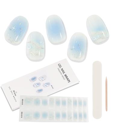 Kalolary 20PCS Gel Nail Polish Strips Nail Gel Art Sticker Full Nail Wraps Decals with Nail File and Stick for Women Girls Nail Art Decor (UV/LED Lamp Required) (C)