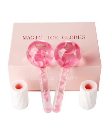 Ice Globes for Facials-Tighten Skin and Reduce Puffiness  Facial Ice Globes-Cold or Hot Skin Massagers Globe  Ice Globes for Face Enhance Circulation and Complexion (Pink)