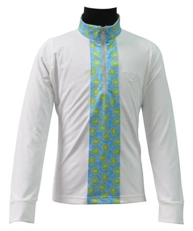 TuffRider Children's Athena EquiCool Riding Sport Shirt White/Lt Blue Small