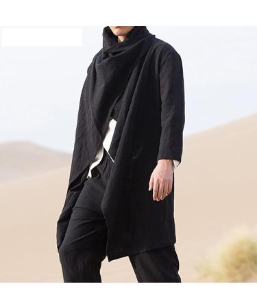Kinrui Men's Lightweight Ruffle Shawl Collar Cardigan Cloak Overcoat - Black Large - Buy Online on SooperMarket.com