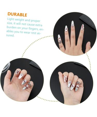 Amosfun 3 Sets Nail Ring Finger Tip Women Ring Ring for Women Rings for Women Jewels for Nails Nail Decor Women's Band Rings Women s Suits Red Decor Zinc Alloy Miss Girl Jewelry White - Buy Online on SooperMarket.com