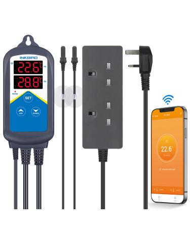 Inkbird ITC-306A-WiFi Aquarium Temperature Controller Aquarium Thermostats Fish heater thermostat with Dual Heating Socket for Marine Tank Fish Shrimp Tortoise(No Timer)