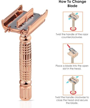 Kanzy Butterfly Rose Gold Safety Razor for Women & Men - Double Edge Single Blade Metal Reusable Shaving Kit for Perfect Shave - Buy Online on SooperMarket.com